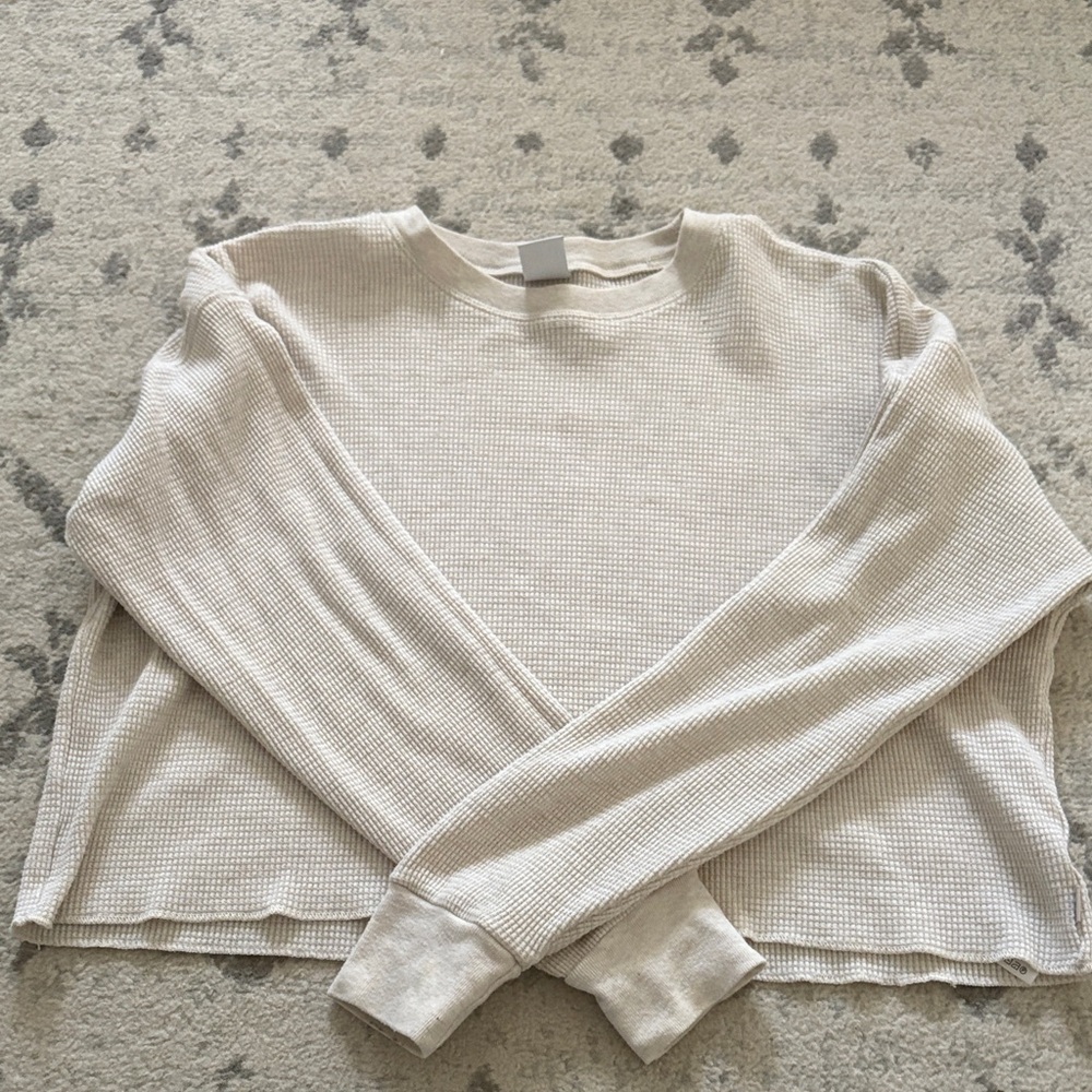 TNA Cream waffle Knit long sleeved Top